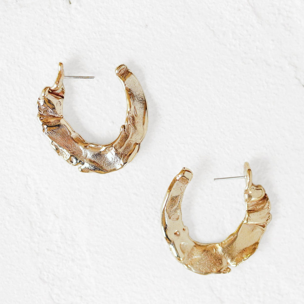 Molten Hoop Earrings in Brass